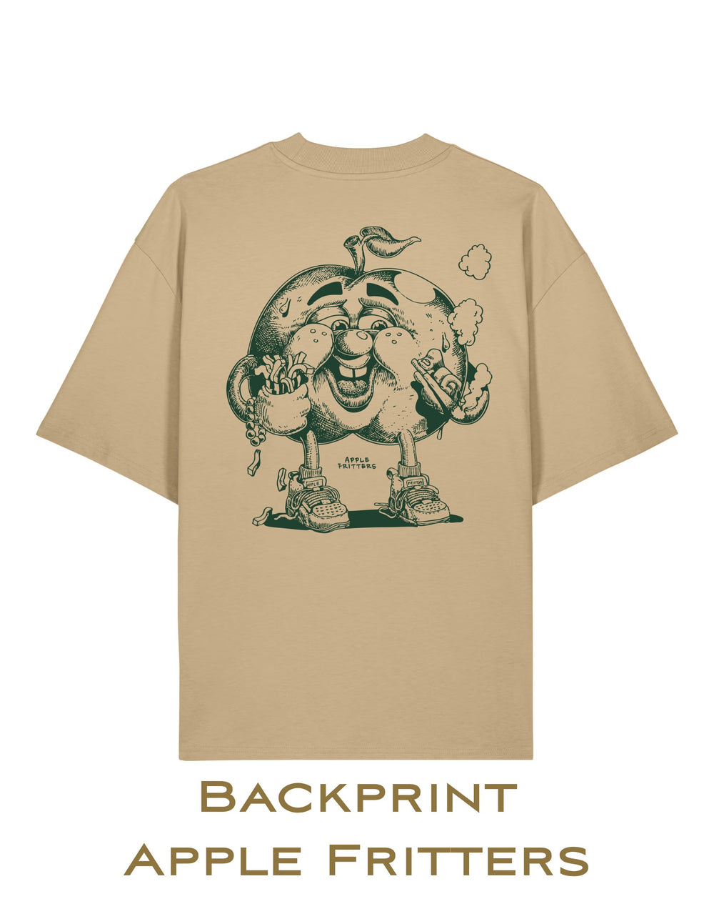 Samsemilia Seeds Oversize Shirt Beige Backprint Apple Fritters