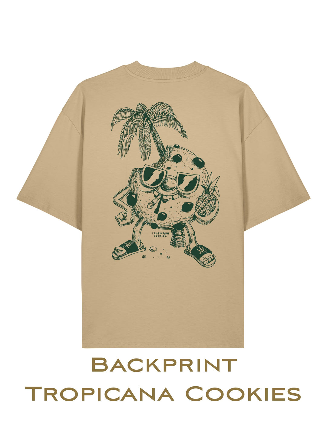 Samsemilia Seeds Oversize Shirt Beige Backprint Tropicana Cookies