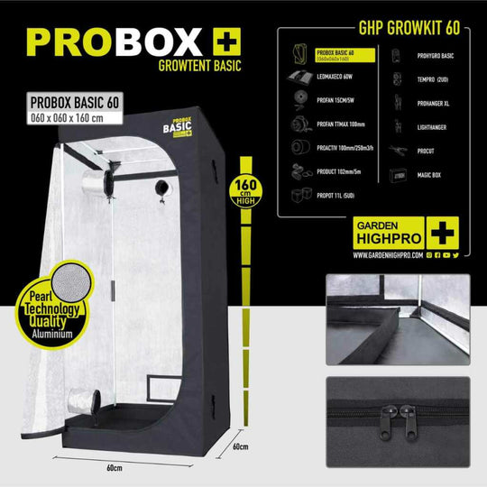 Growbox Komplett Set 60x60x160cm Stoffzelt