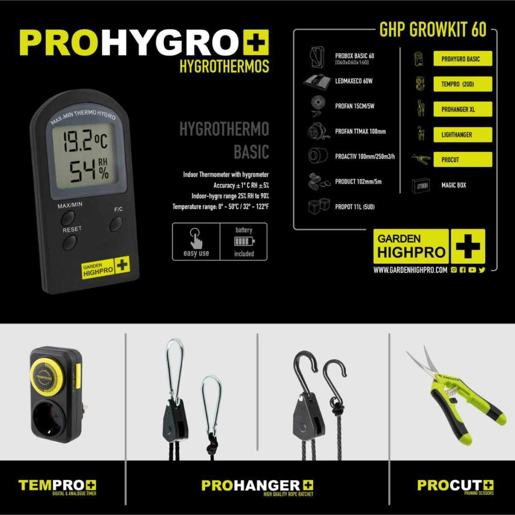 Growbox Komplett Set 60x60x160cm Hygrometer