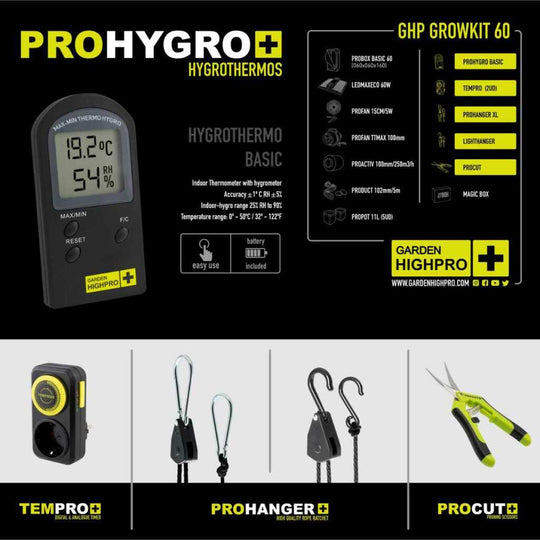 Growbox Komplett Set 60x60x160cm Hygrometer
