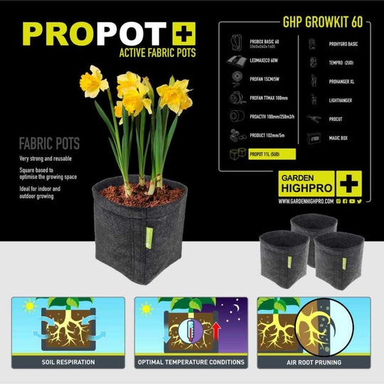 Growbox Komplett Set 60x60x160cm Stofftöpfe